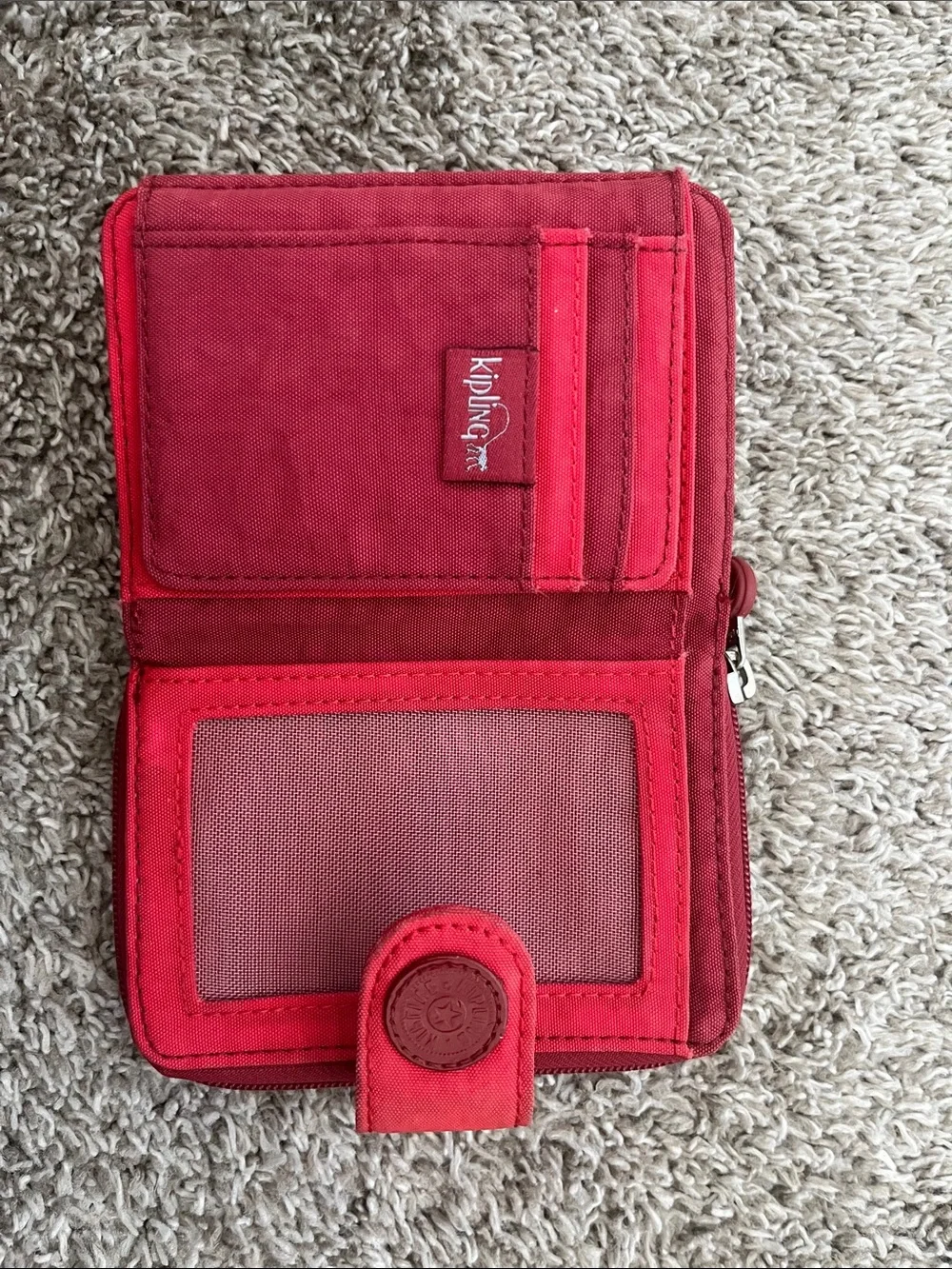 Kipling Red Zip-Around Wallet with Snap Tab